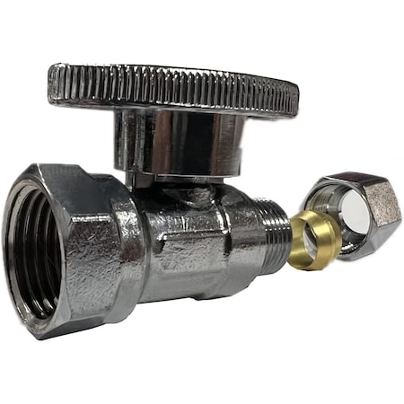 Ez-Fluid 1/2inFIP x 3/8in OD Comp., 1/4 Turn Straight Stop Valve EZAS12